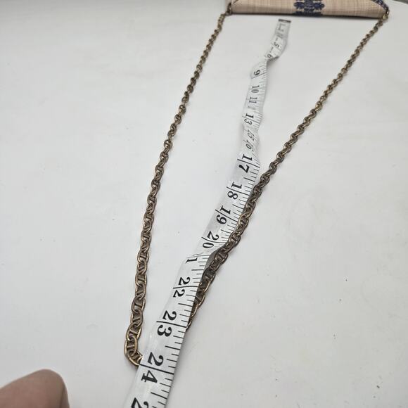 Stella & Dot Boho Raffia Blue Embroidered Clutch With Chain Purse Convertible - Picture 7 of 7